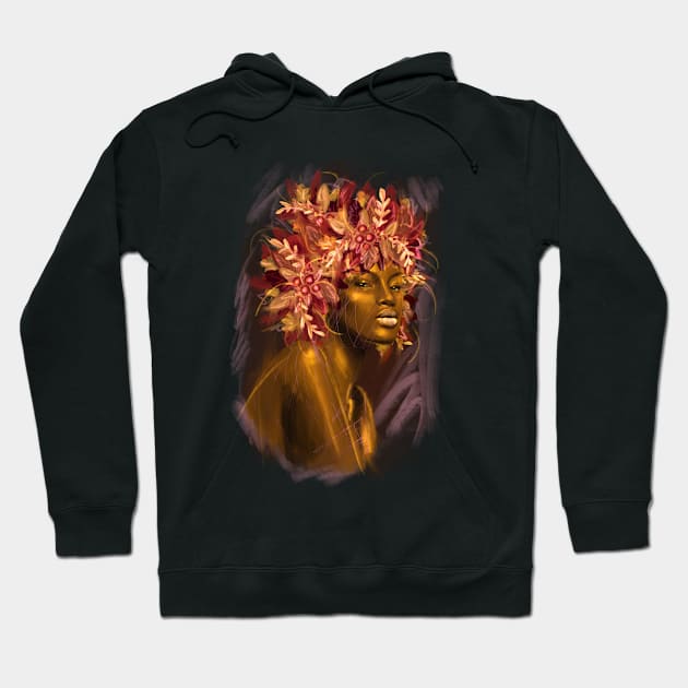 Pretty young girl with flowers in hair. Hoodie by Olena Tyshchenko